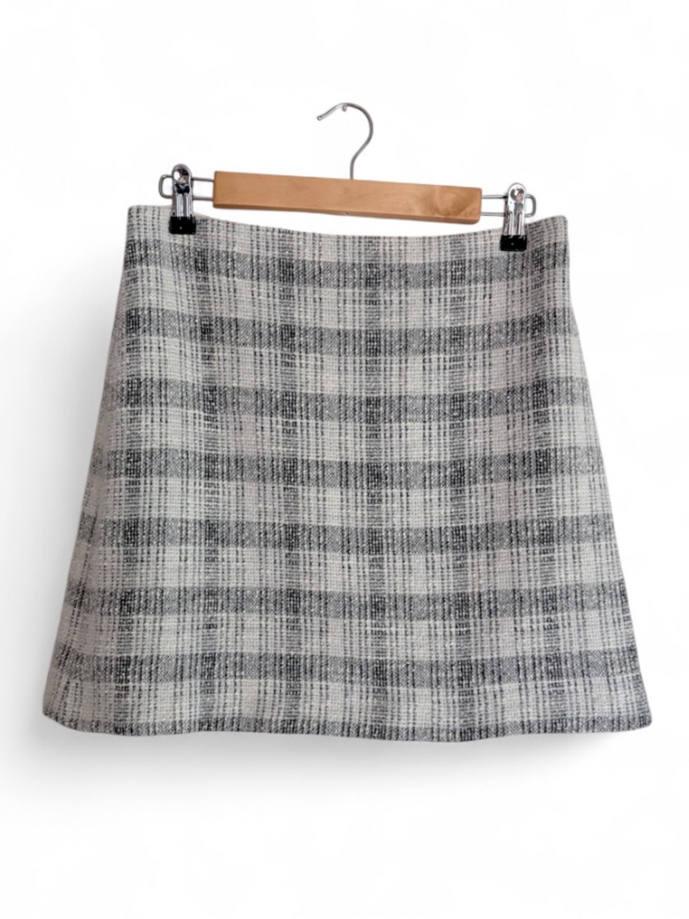 L'Academie Gray and White Plaid Mini Skirt Size M